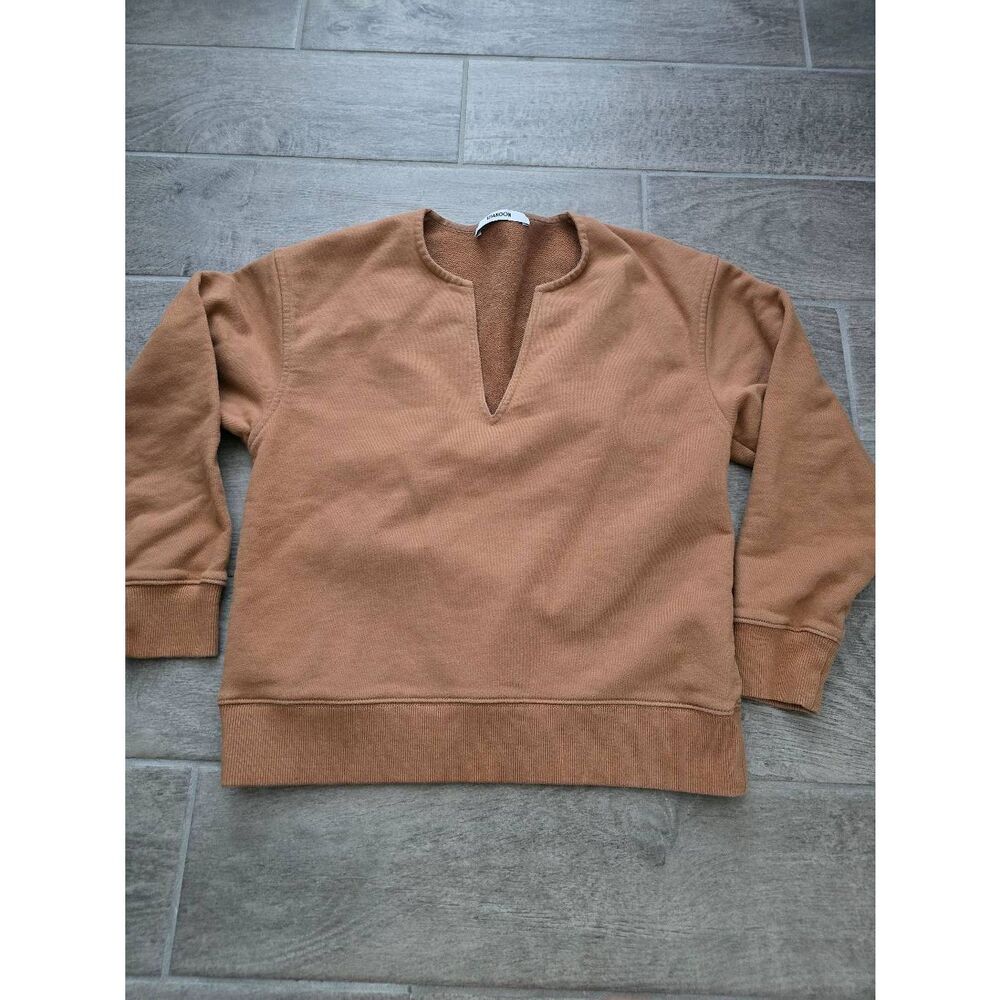 Women's Thakoon Deep V Neck Sweatshirt Color Camel Size Medium
